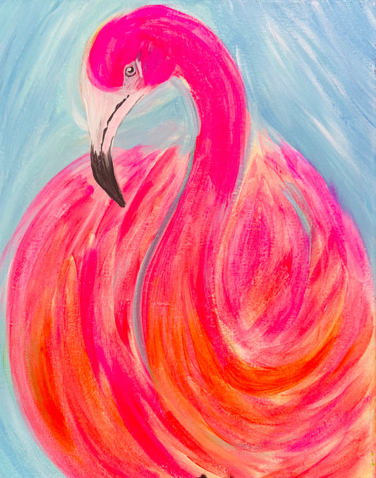 Expressive Flamingo Painting