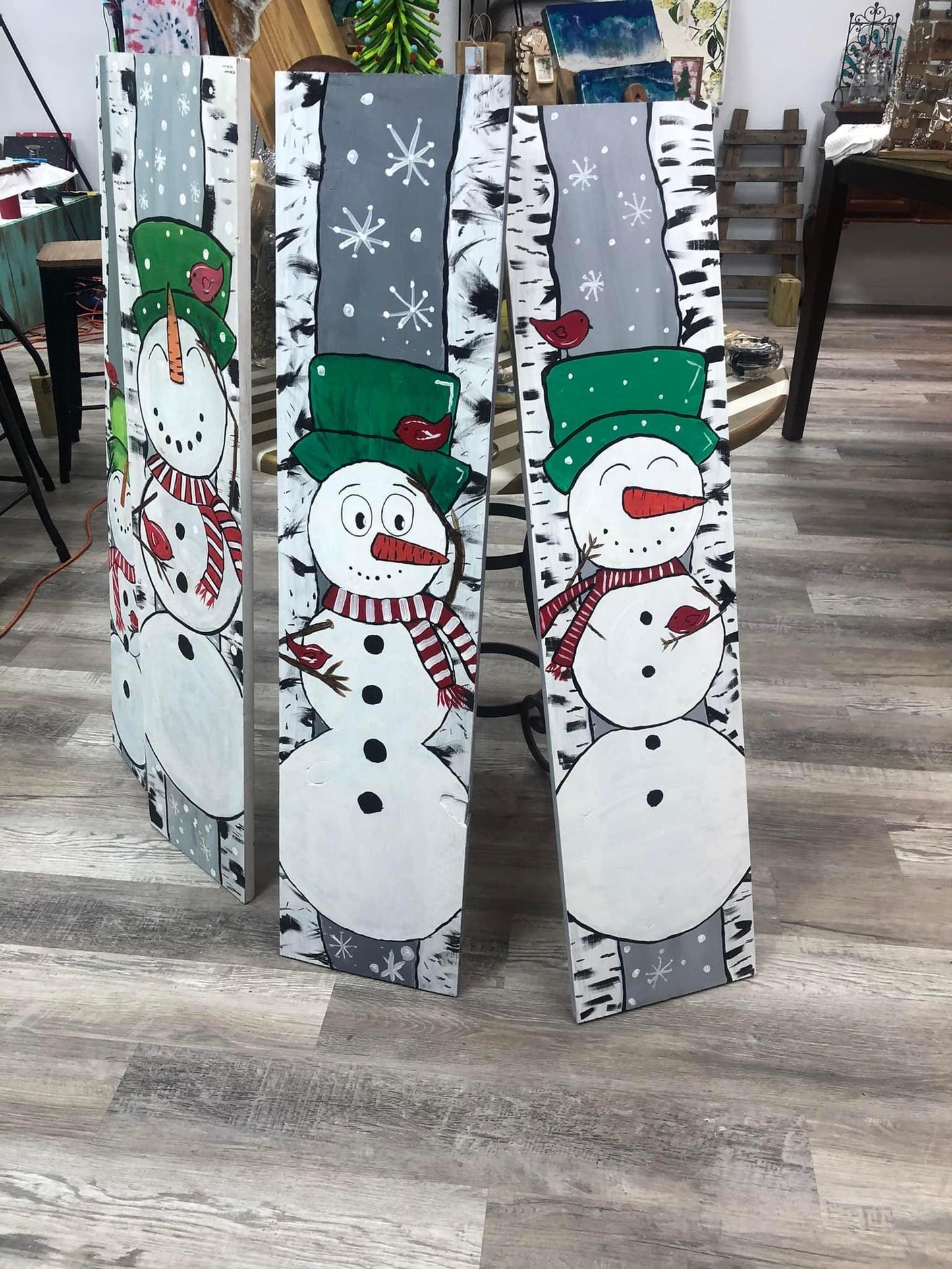 Wood Snowman Porch Leaner - Brush Tips Art Studio