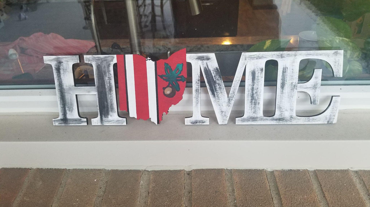 Wood Ohio Home Sign - Brush Tips Art Studio