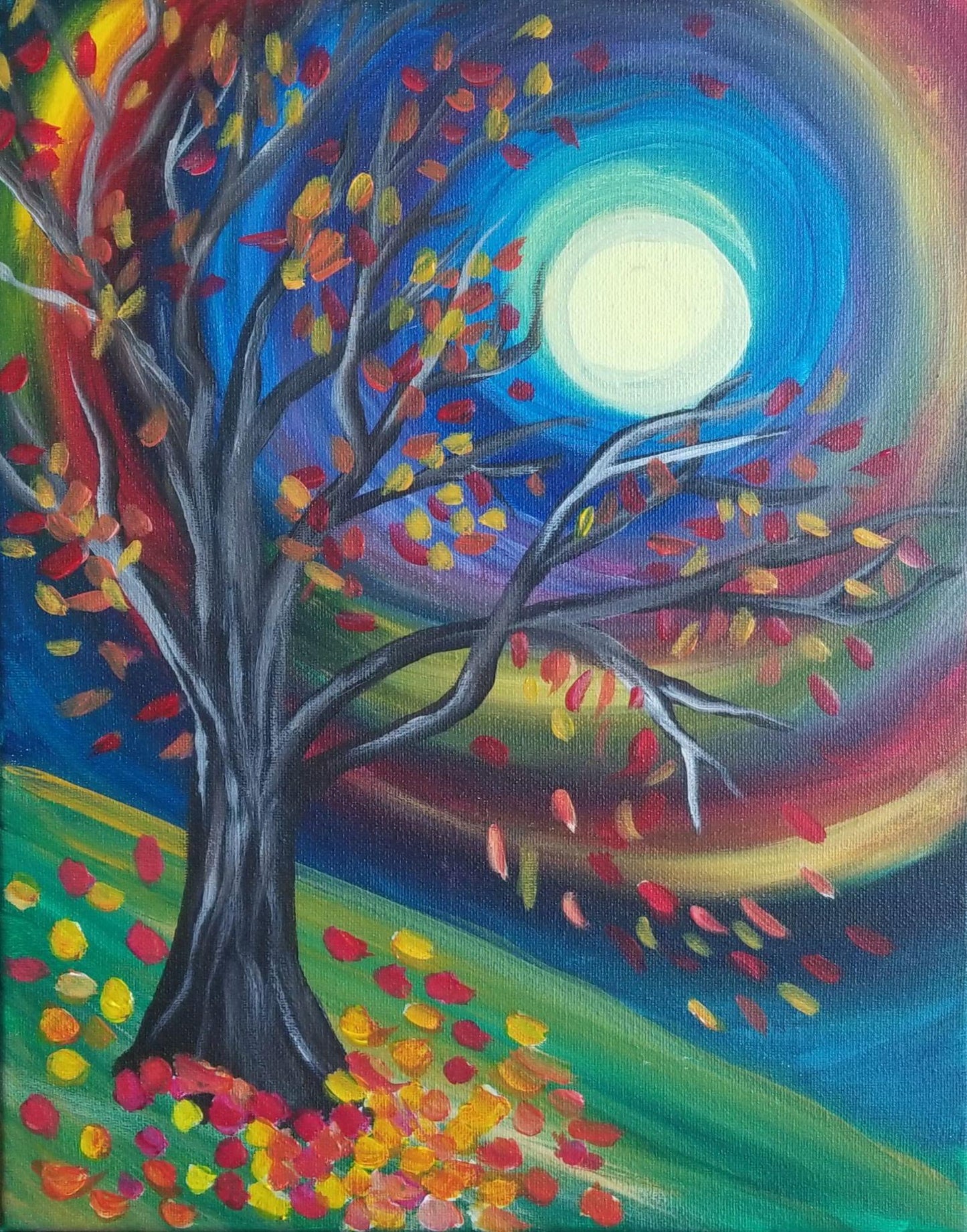 Fall Tree Hillside - Brush Tips Art Studio