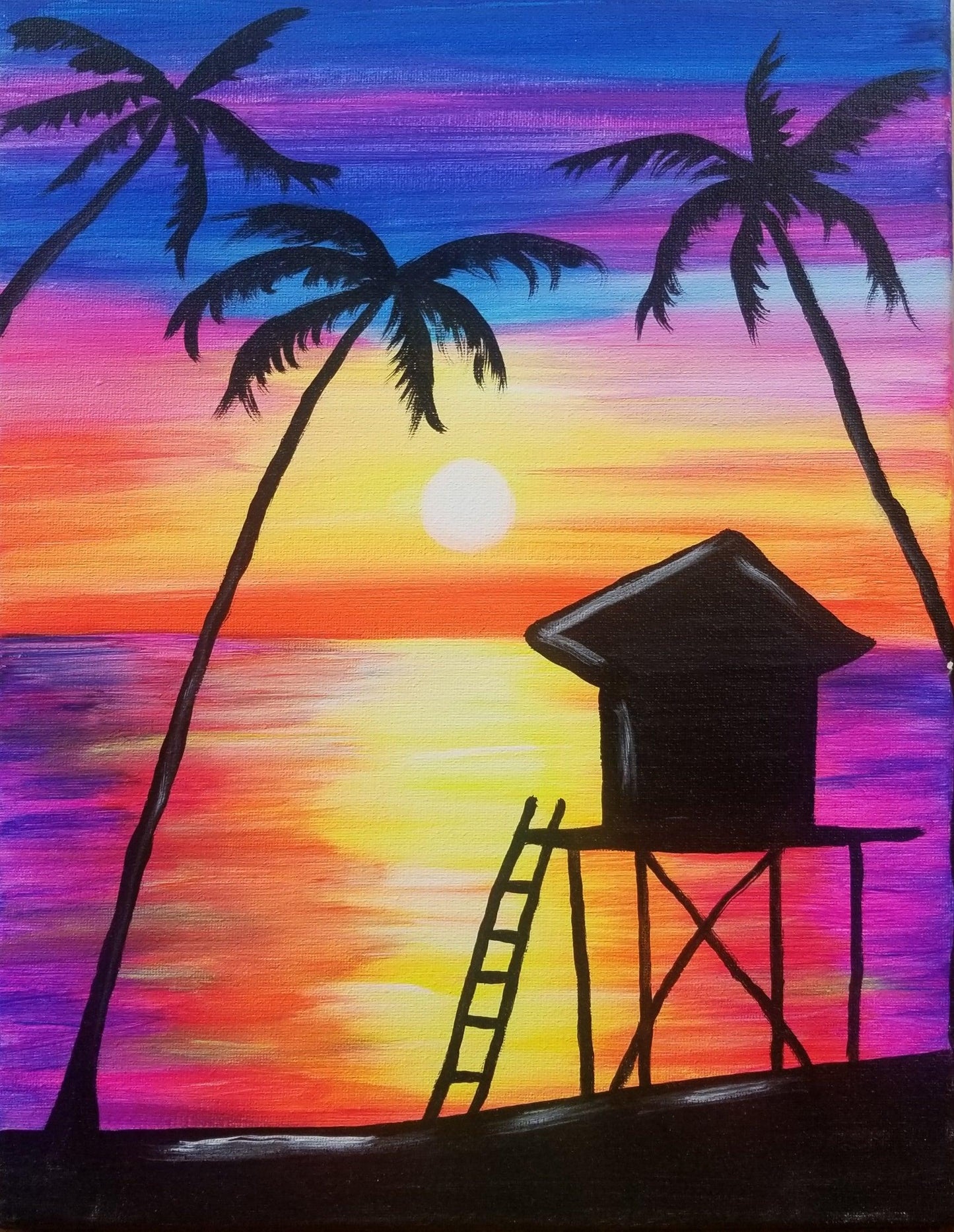 Neon Hut Sunset - Brush Tips Art Studio