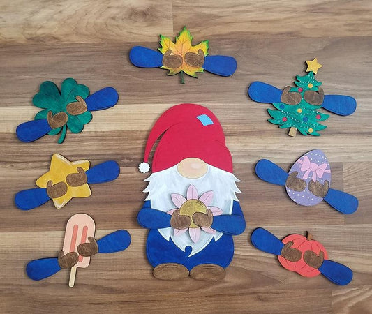 Gnome Holiday Wood Kit - Painted - Brush Tips Art Studio