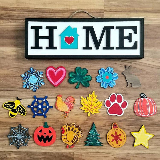Wood Home Sign Kit - Painted - Brush Tips Art Studio
