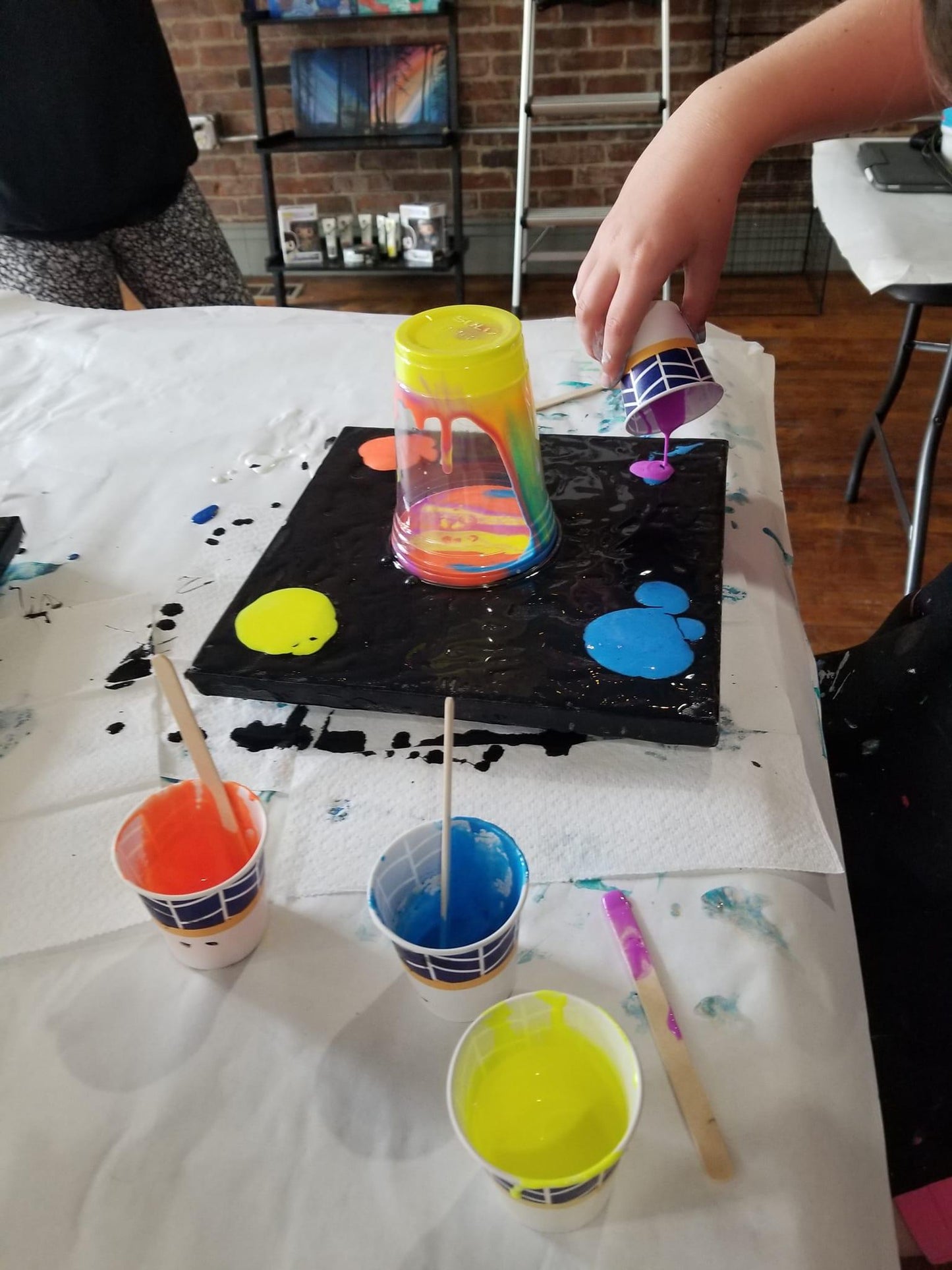 Family Pour Painting - Brush Tips Art Studio