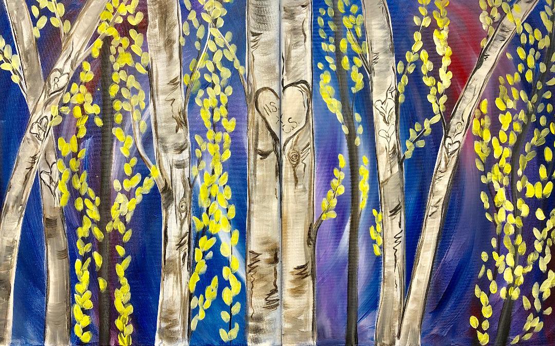 Couple's Birch Trees - Brush Tips Art Studio