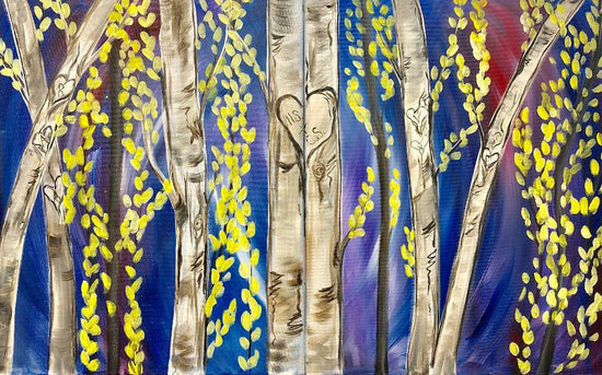 Couple's Birch Trees - Brush Tips Art Studio