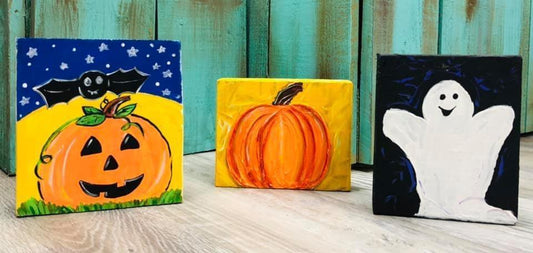 Halloween 3-D painted wood table decor - Brush Tips Art Studio