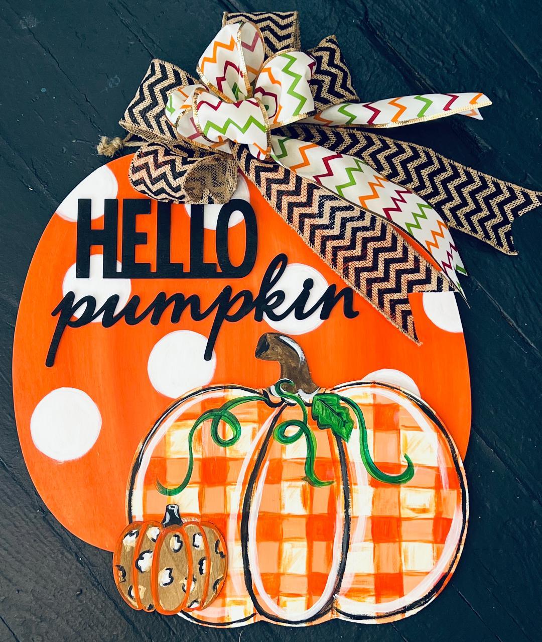 Welcome Pumpkin Wood Sign