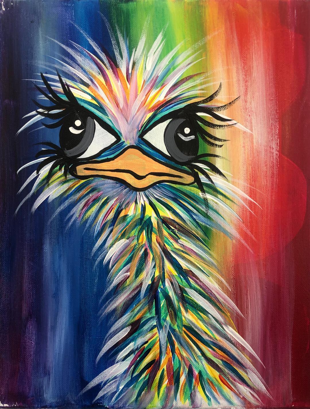 Colorful Ostrich - Brush Tips Art Studio