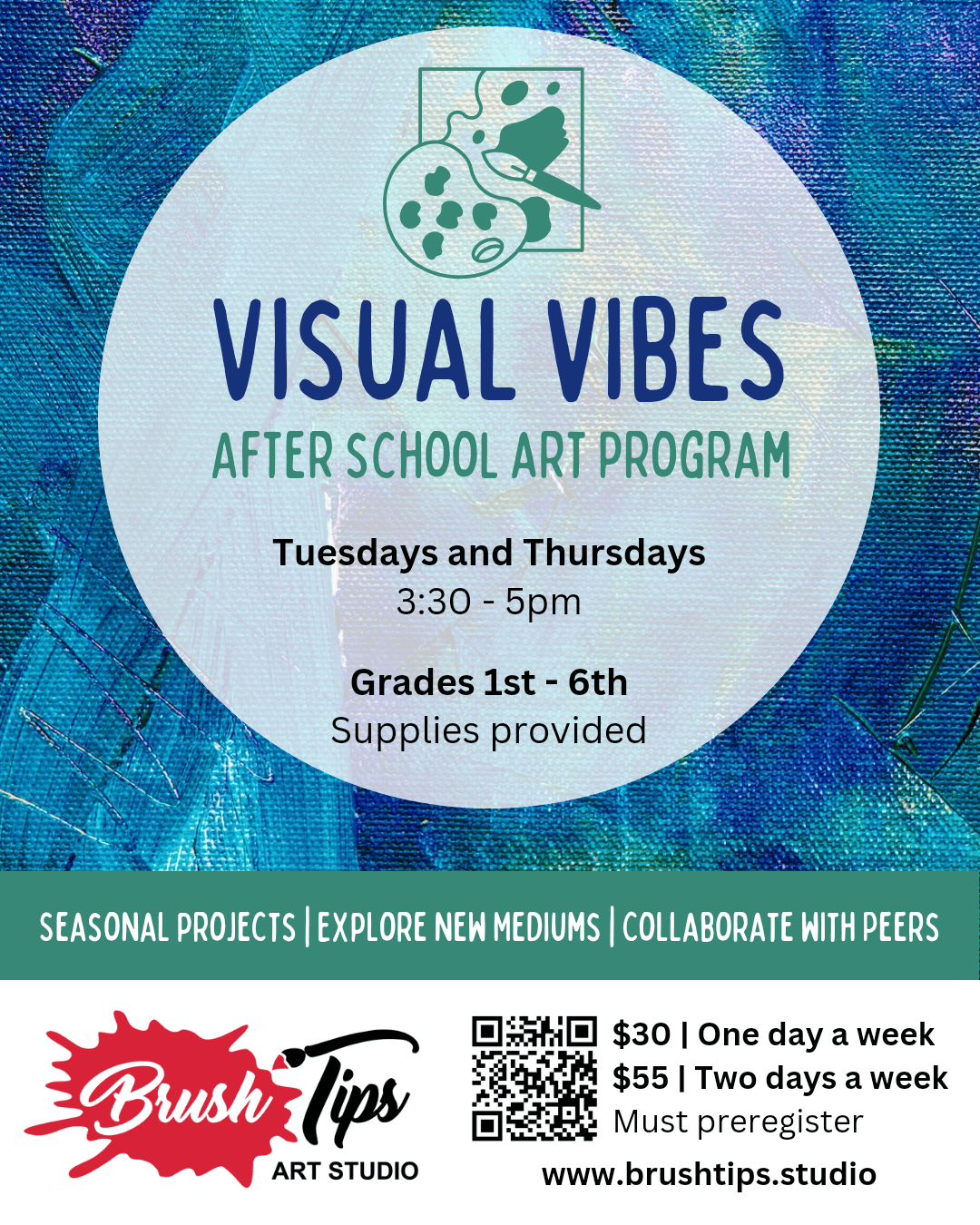 Visual Vibes - After School Art Program - Tues & Thurs - Brush Tips Art Studio