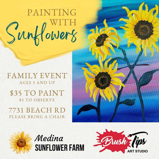 Painting with Sunflowers - Brush Tips Art Studio
