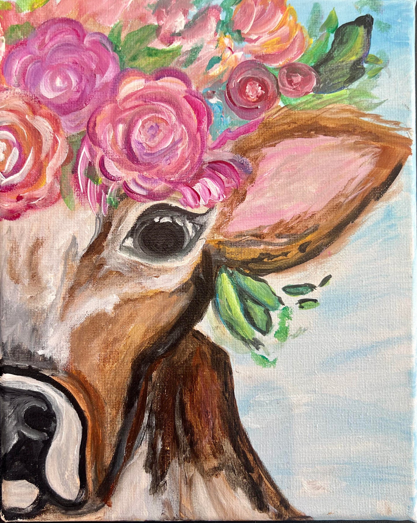Cow with Flower Crown (small canvas)
