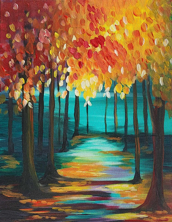 Fall Trees Path - Brush Tips Art Studio