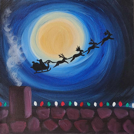Santa in his Sleigh - Brush Tips Art Studio