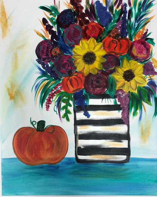 Fall Bouquet with Pumpkin - Brush Tips Art Studio