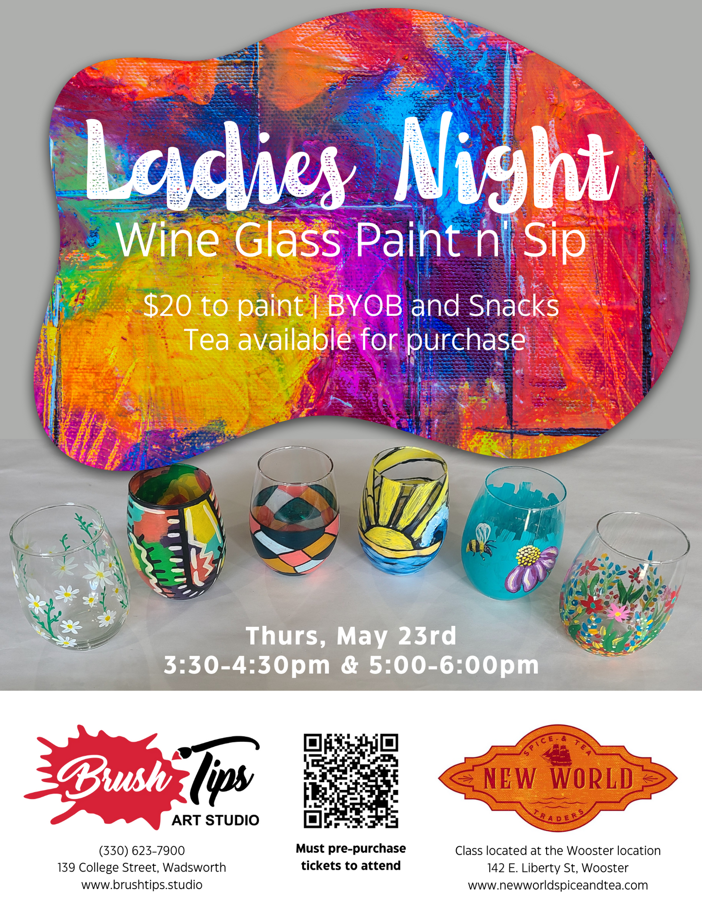 Ladies Night Wooster - Wine Glass Painting AT NEW WORLD IN WOOSTER