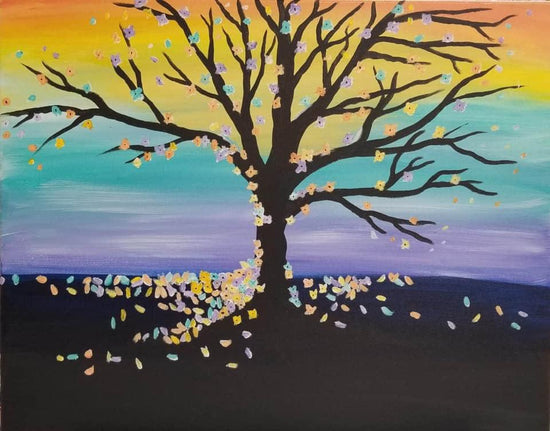 Pastel Tree Sunset - Brush Tips Art Studio