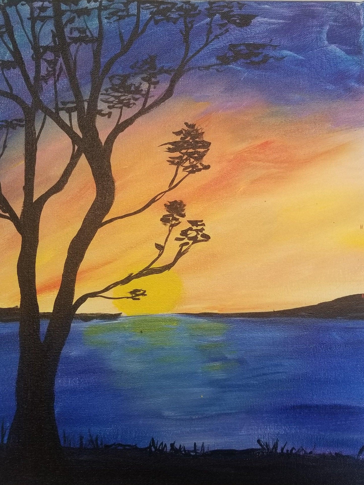 Sunset at the Lakehouse - Brush Tips Art Studio