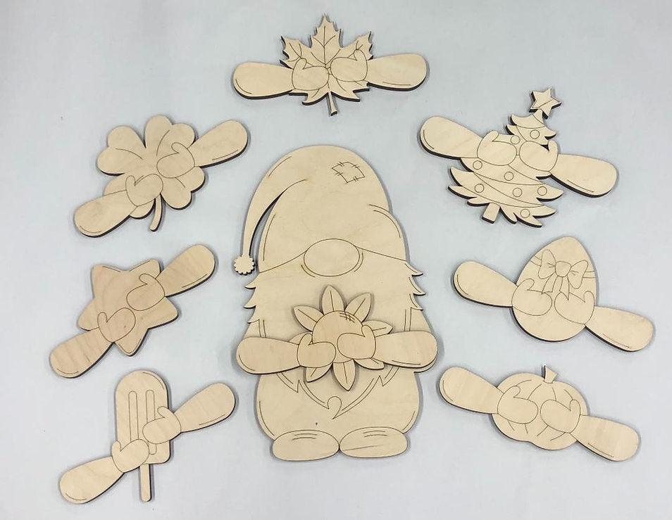 Gnome Holiday Wood Kit - unpainted - Brush Tips Art Studio