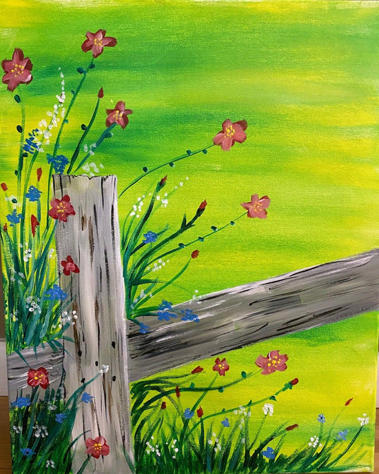 Wild Flower Fence I - Brush Tips Art Studio