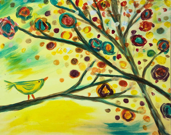 Abstract Bird in Tree - Brush Tips Art Studio