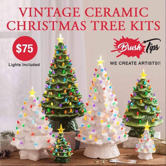 Ceramic Vintage Christmas Tree - Brush Tips Art Studio
