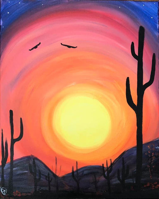 Desert Sunset - Brush Tips Art Studio