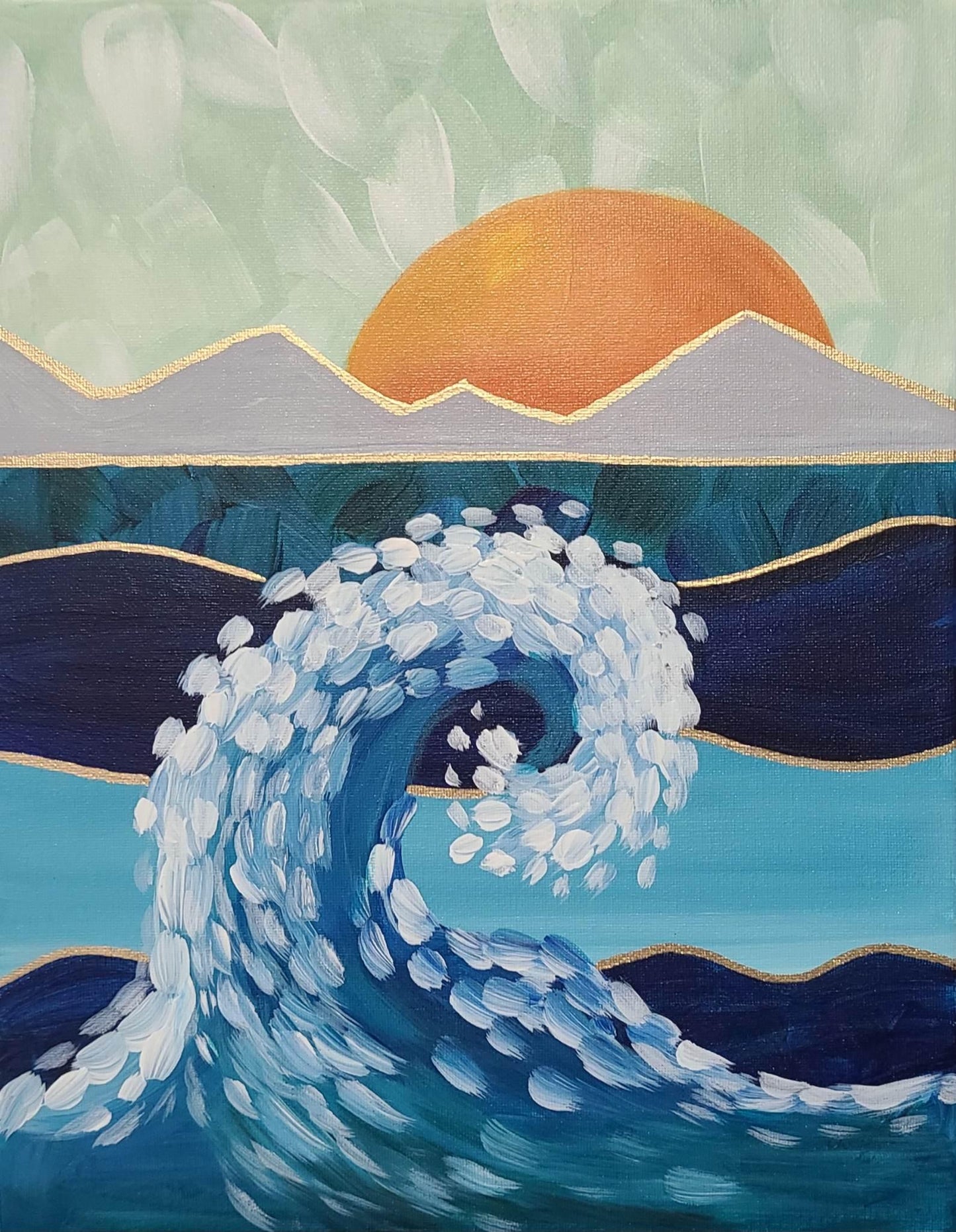 Modern Wave Mountain (medium canvas)