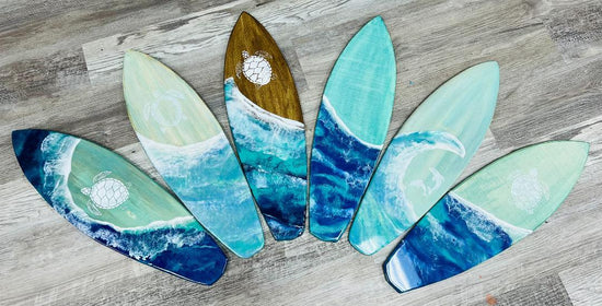 Resin Surf Board - Brush Tips Art Studio