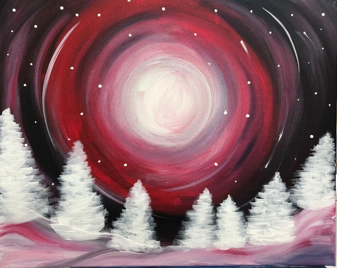 Red Winter Sky - Brush Tips Art Studio