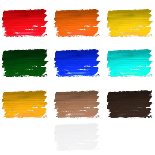 Variety Pack of 10, 2oz Acrylic Paints - Brush Tips Art Studio